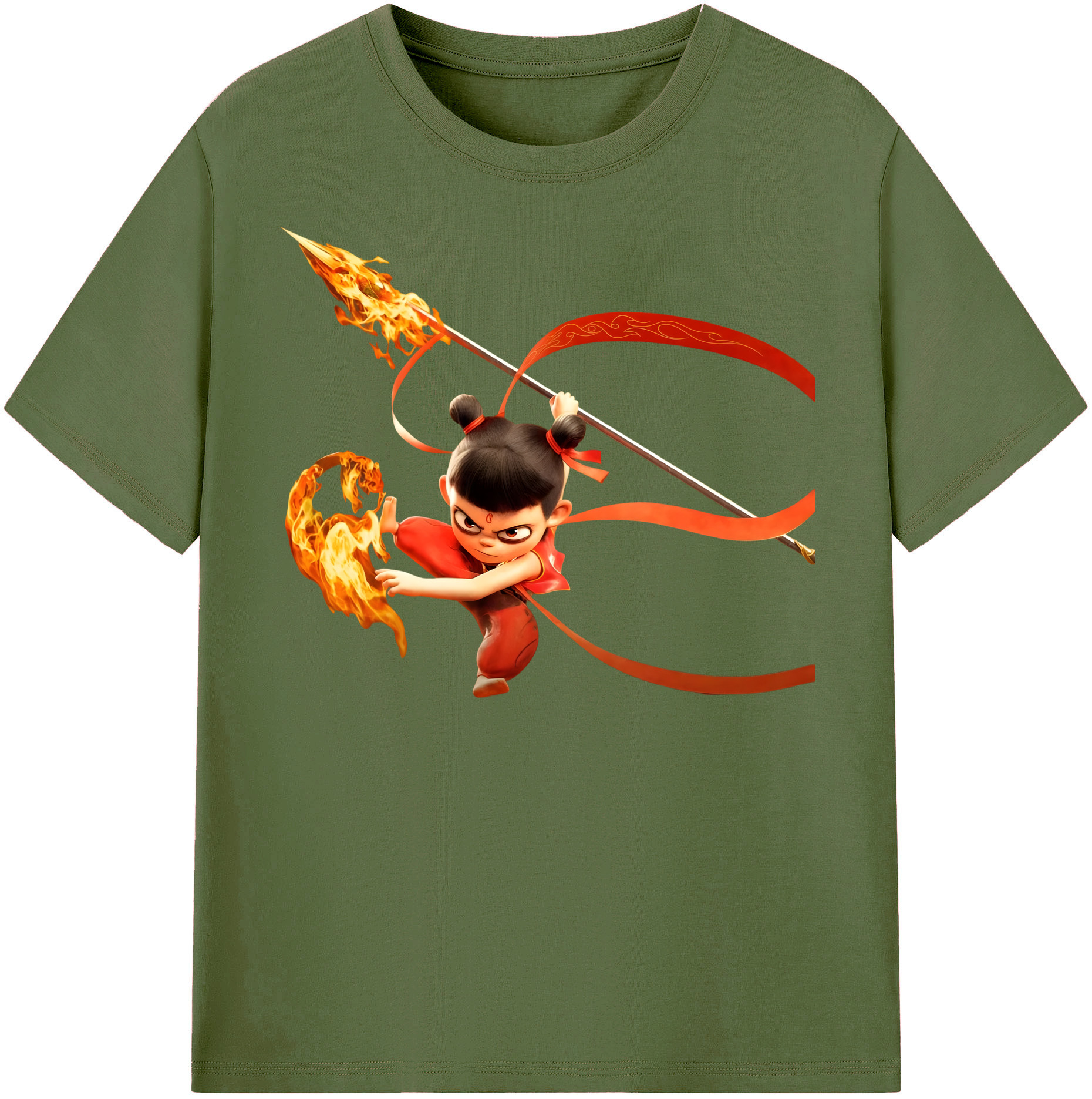 （画像用） Ne Zha 2 ナタ 魔童の大暴れ 綿100％半袖Tシャツ（フロントプリント）